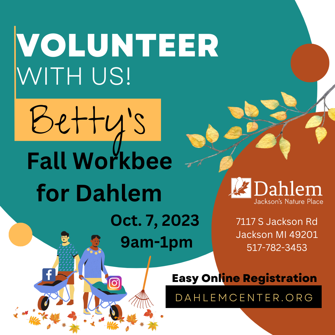 Volunteer with us for Betty's Fall Workbee for Dahlem Oct. 7.